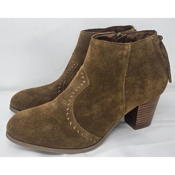 Minnetonka Shoes - Minnetonka Melissa Bootie Womens 9.5 Dusty Brown Suede Side Zip Ankle 81033